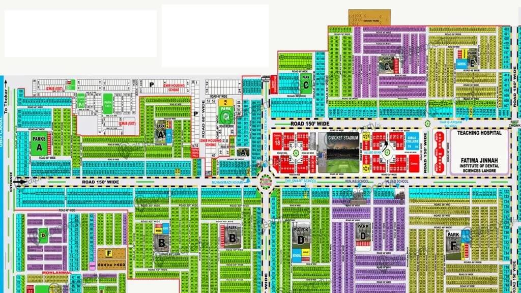 Jubilee Town Master Plan — Blocks A–F, commercial and residential sectors, LDA-approved layout